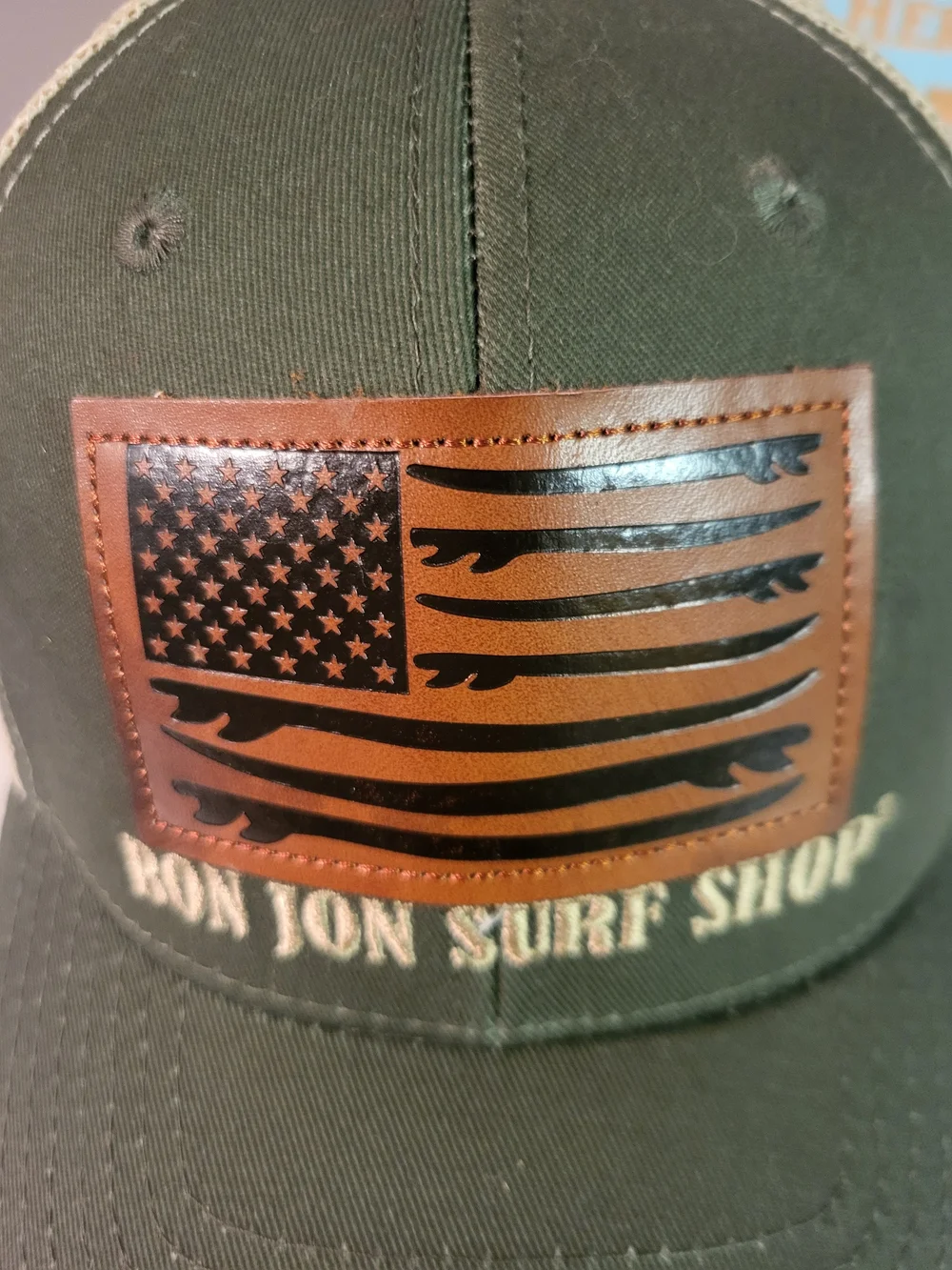 Ron Jon Surf Shop Olive and Tan Mesh Trucker Hat